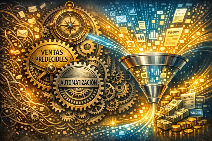 fantasyart Ilustracin conceptual de una mquina de negocios moderna Engranajes entrelazados que representan ventas predecibles y automatizacin Elemento-1